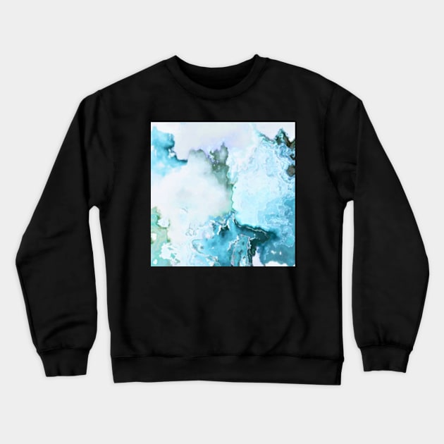 blue fantasy abstract marbled digital painting Crewneck Sweatshirt by katerina-ez